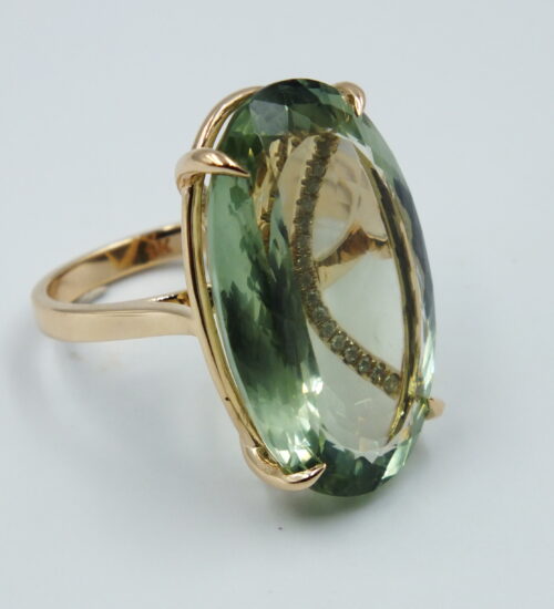 Ocean’s Treasure Green Amethyst & diamond ring
