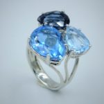 Aurora blue topaz ring