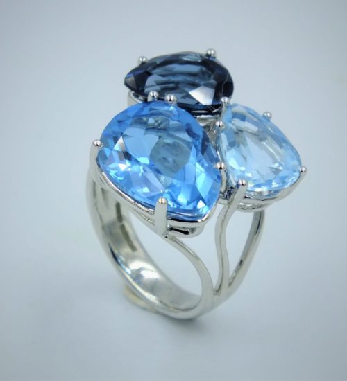 Aurora blue topaz ring