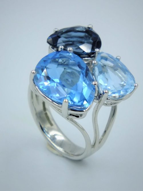 Aurora blue topaz ring