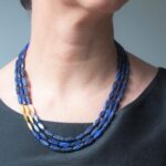 lapis multistrand gold worn