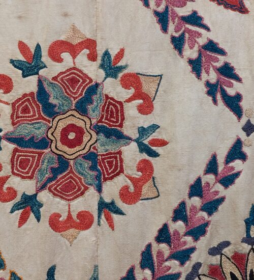 Uzbek Suzani textile close up