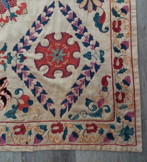 Uzbek Suzani textile close up