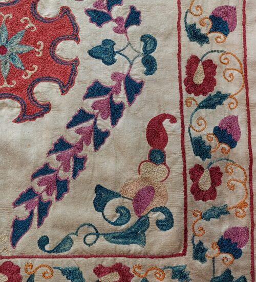 Uzbek Suzani textile close up