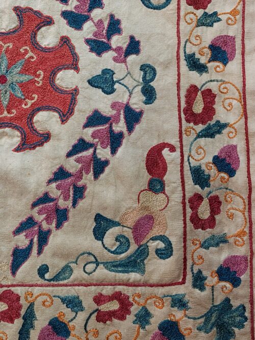 Uzbek Suzani textile close up