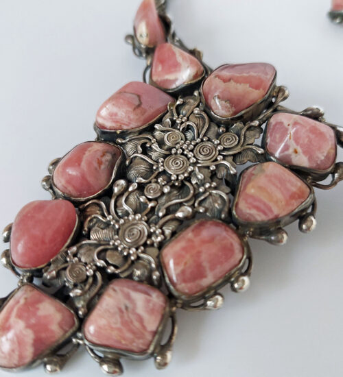 Rhodochrosite & Britannia Silver Set