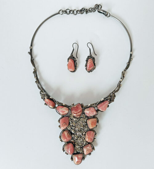 Rhodochrosite & Britannia Silver Set