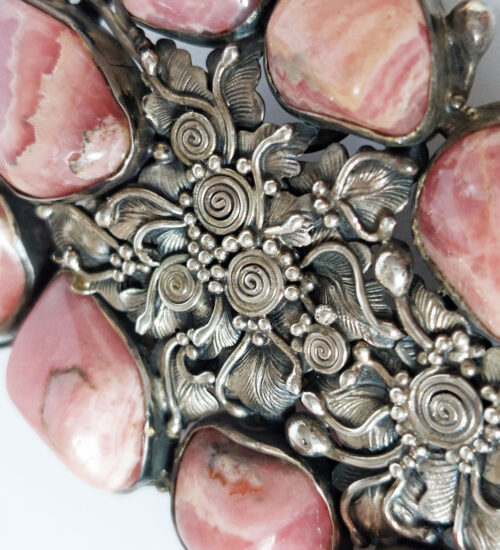 Rhodochrosite & Britannia Silver Set