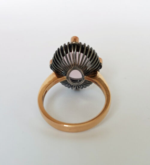 Rose Quartz & Cognac Diamond Gold Ring