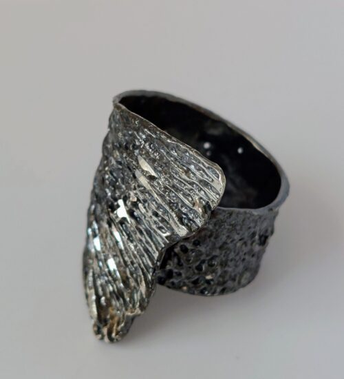 Oxidised, Diamondised Silver Ring
