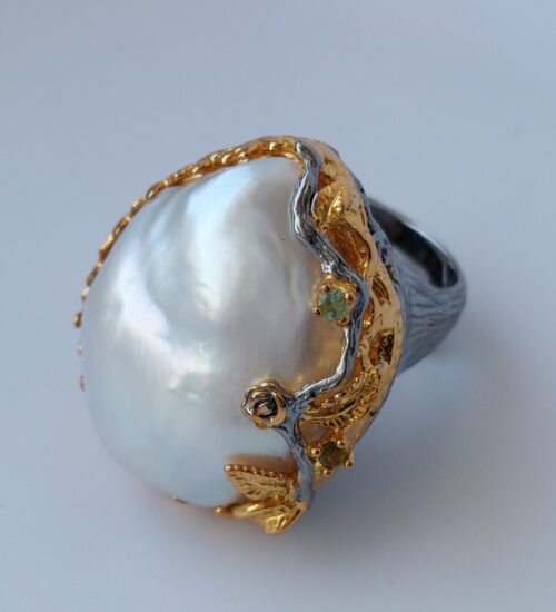 Baroque SouthSea Pearl & Tourmaline