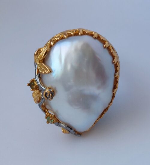 Baroque SouthSea Pearl & Tourmaline