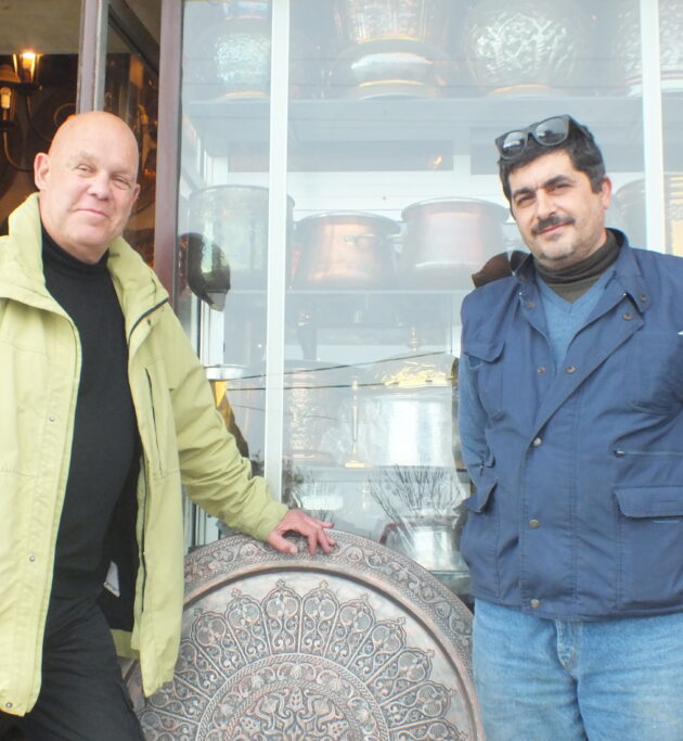 Radwan and John at his Qalamoun workshop and "showroom"