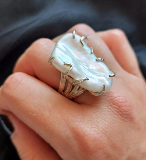 Baroque Freshwater Pearl & Silver Ring