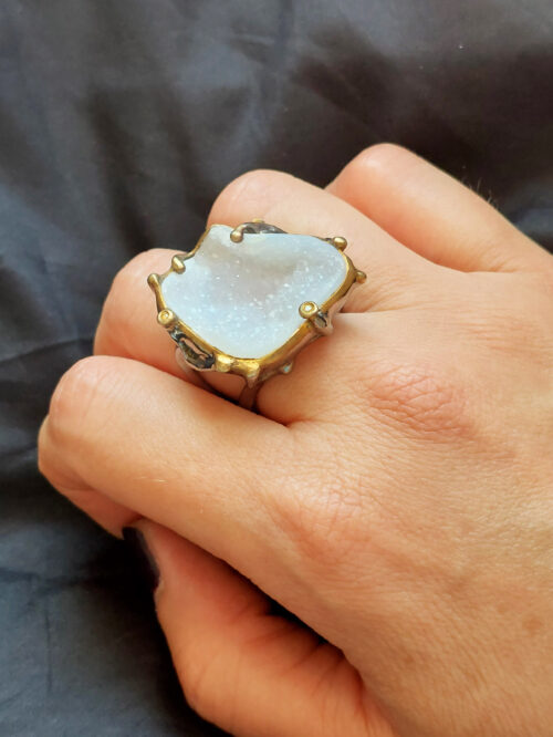 Druzy Mixed-Metal Ring