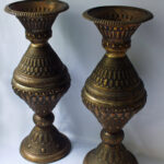 vasPair of Antique Lebanese Brass Vasese