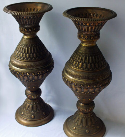 vasPair of Antique Lebanese Brass Vasese