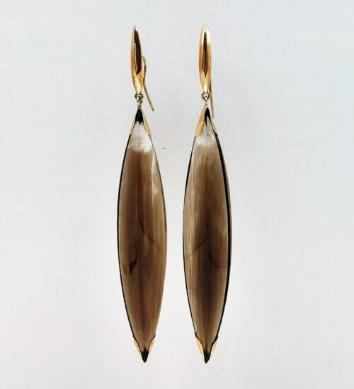 smoky quartz gold earrings