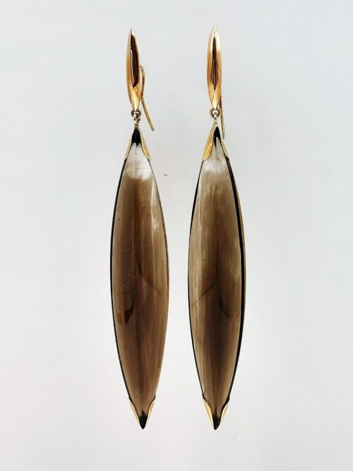 smoky quartz gold earrings