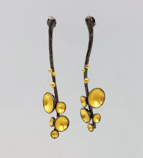 black rhodium gold cups earrings