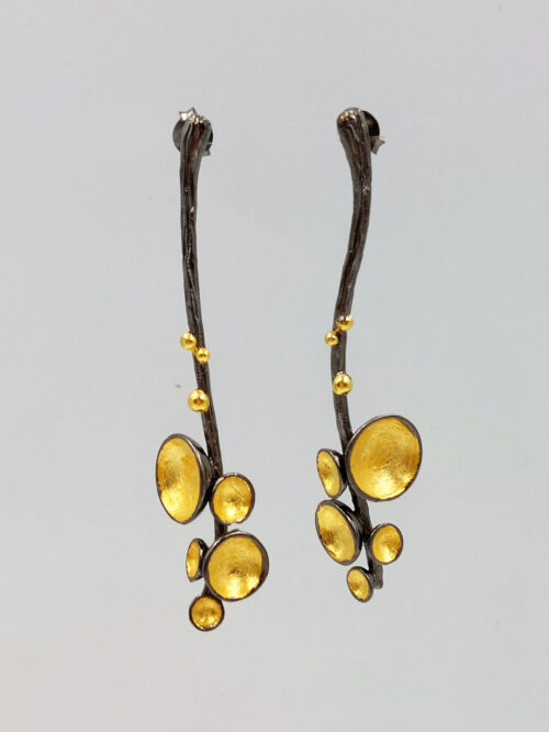 black rhodium gold cups earrings