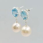 blue topaz and pearl earrings