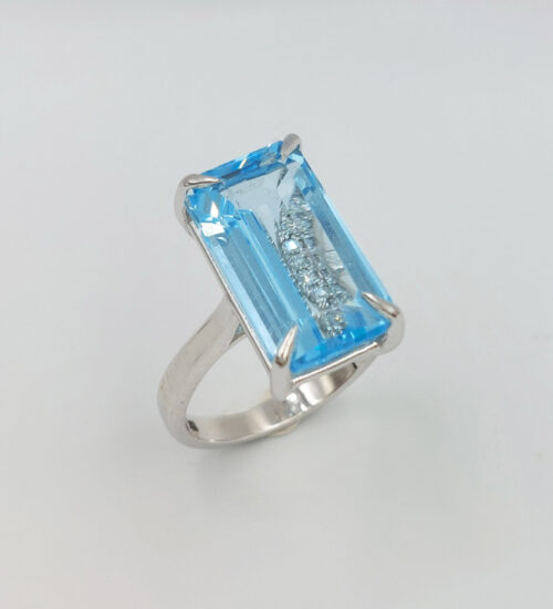 blue topaz diamond ring