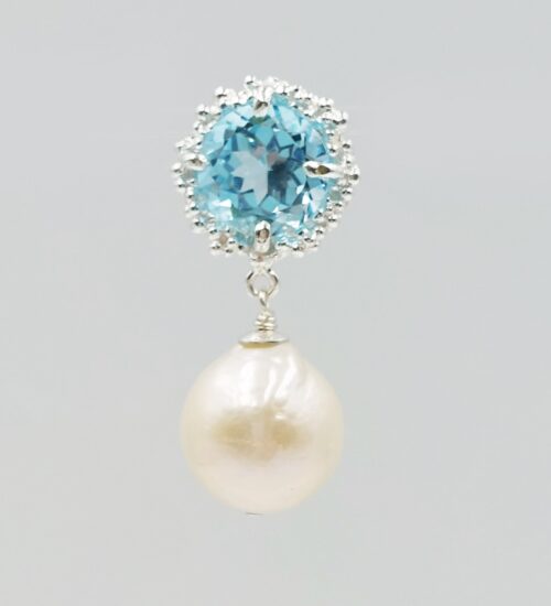 blue topaz pearl earrings