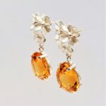 citrine silver pear shaped earrings