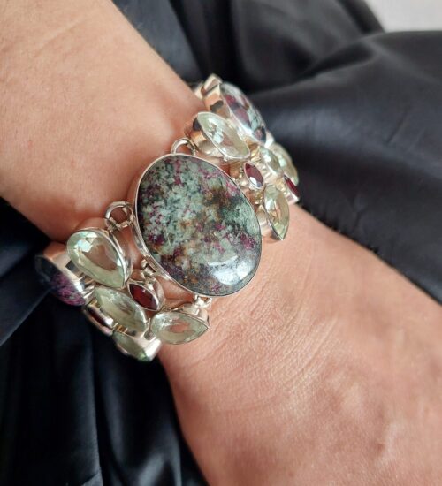 eudialite garnet green amethyst bracelet