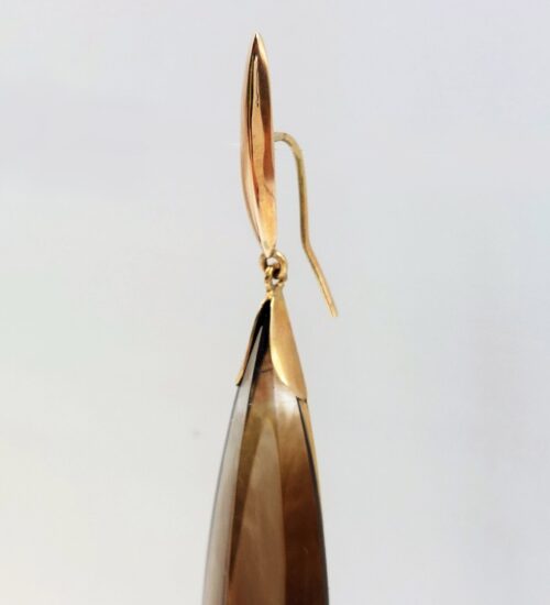 fancy cut smoky quartz gold earrings