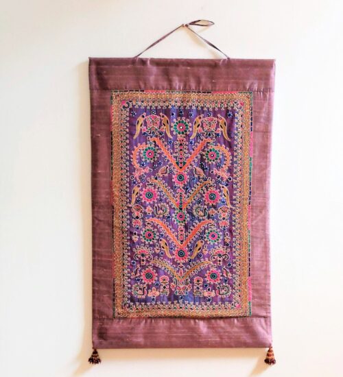 gujarat silk embroidery wall panel
