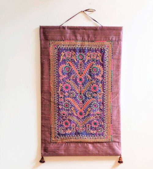 gujarat silk embroidery wall panel