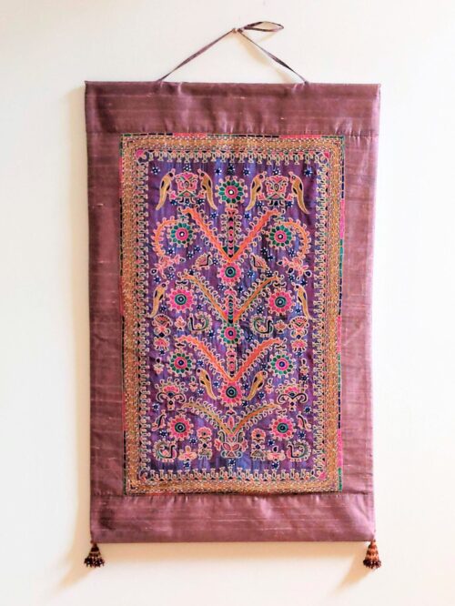 gujarat silk embroidery wall panel