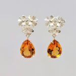 large citrine pear cut earrings