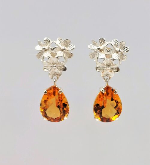 large citrine pear cut earrings