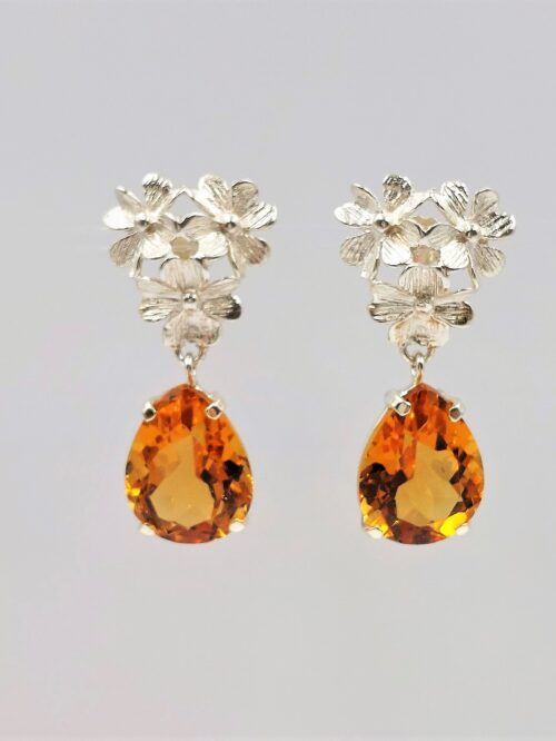 large citrine pear cut earrings