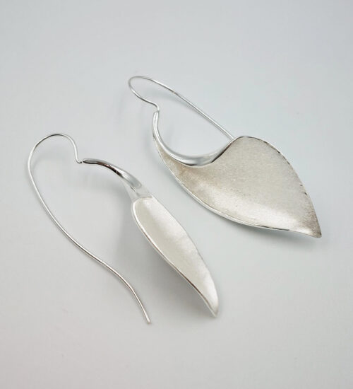 silver lily abstract earrings