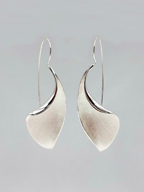 silver lily sculptural earrings