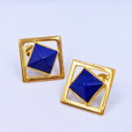 afghan lapis stud gold earrings