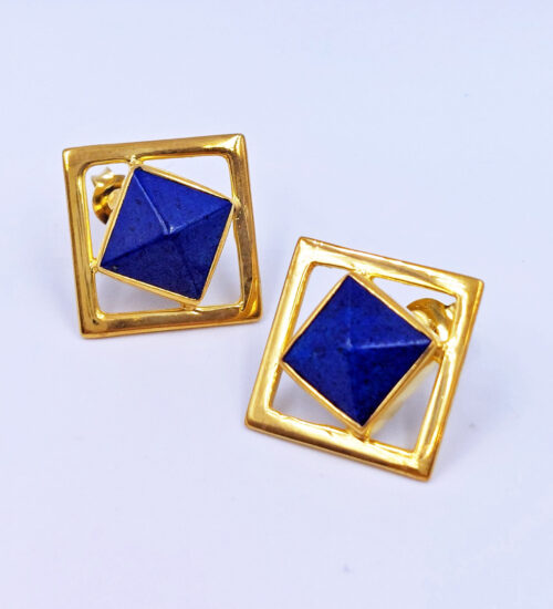 afghan lapis stud gold earrings