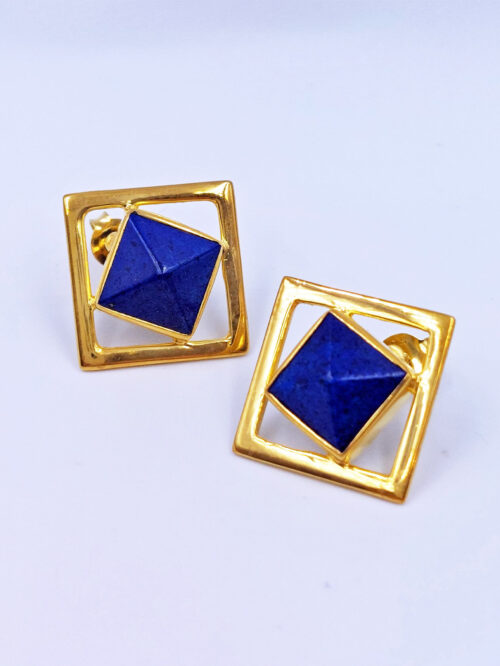 afghan lapis stud gold earrings