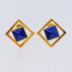 afghanistan lapis gold stud earrings