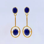 afghan lapis lazuli gold pendulum earrings