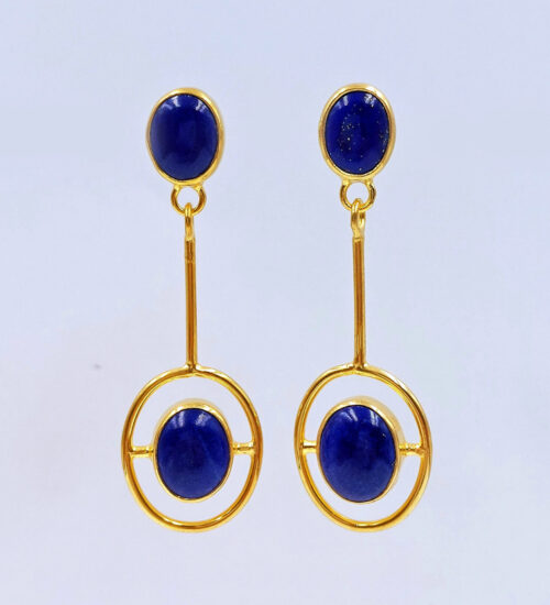 afghan lapis lazuli gold pendulum earrings