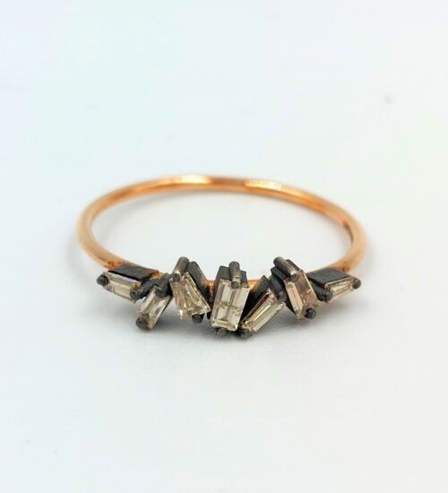 baguette brown diamond gold ring