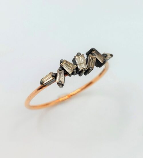 brown diamond baguette cut ring