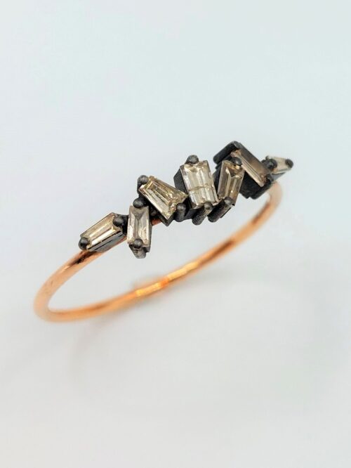 brown diamond baguette cut ring