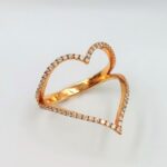diamond heart rose gold ring