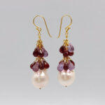 ruby baroque pearls drop earrings